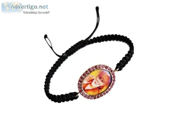 Auspicious Sai Ram Bracelet In Gold With Rubies
