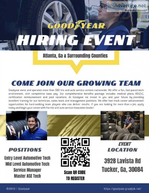 Goodyear Mid Level Automotive Technician - Covington GA