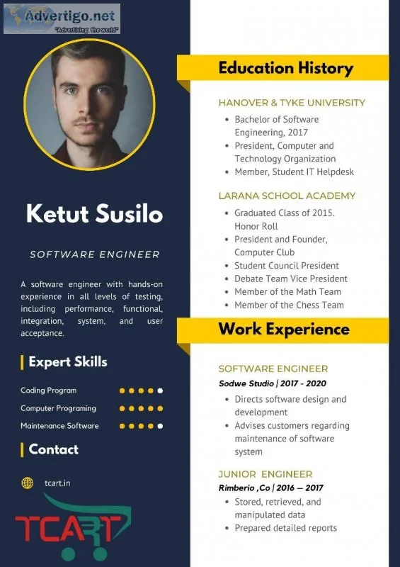 Now Create Professional Resumes with TCART DIGITAL