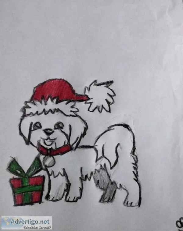 Cute Holiday Dog Smiling GG &ndash 8.5&Prime x 11&Prime Colored 