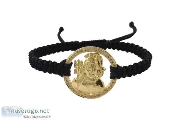 Auspicious Shiva Bracelet In Gold With Diamonds On Adjustable Th