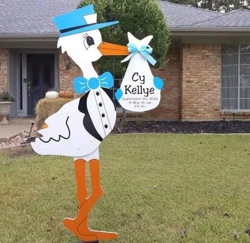 Stork Baby Announcement Yard Sign