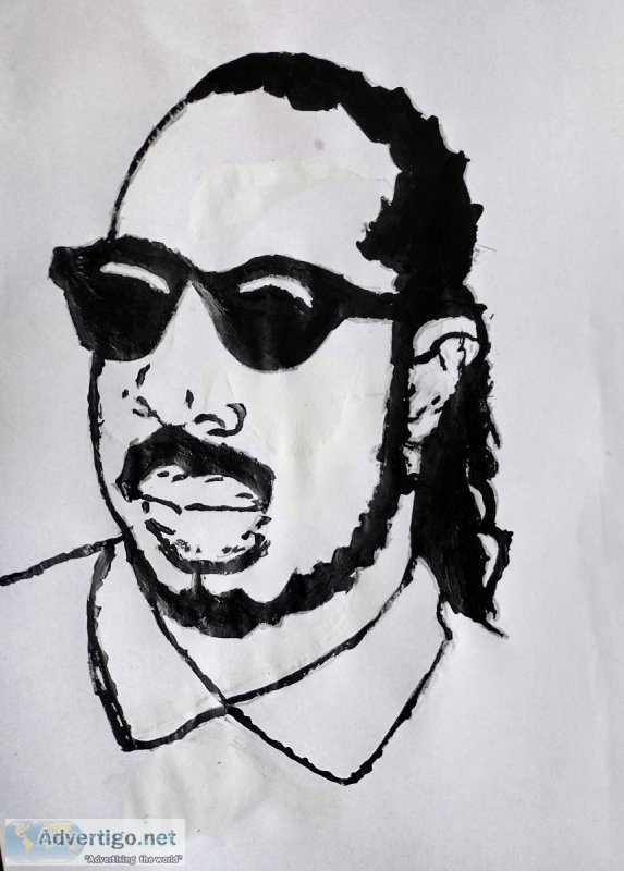 Black and White Stevie Wonder GG &ndash 8.5&Prime x 11&Prime Pai