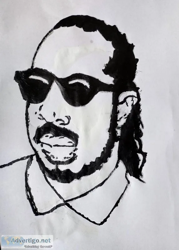 Black and White Stevie Wonder GG &ndash 8.5&Prime x 11&Prime Pai