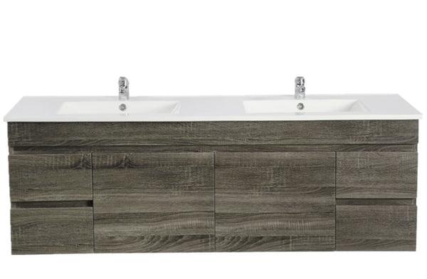 POSEIDON B154 WALL HUNG VANITY DARK GREY WOOD GRAIN 1500MM