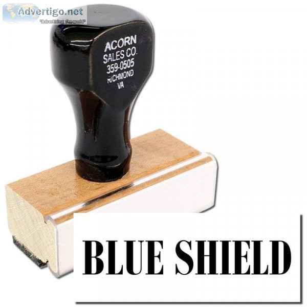 Large Blue Shield Rubber Stamp