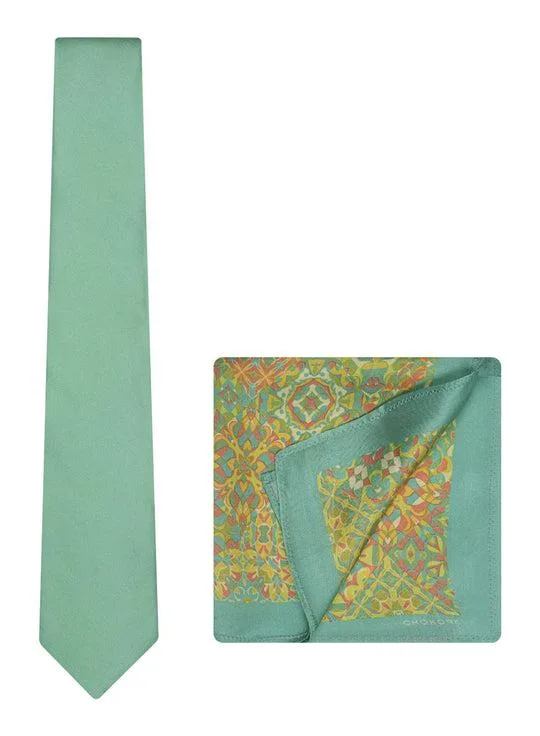 Green tie pocket square Combo- Chokore