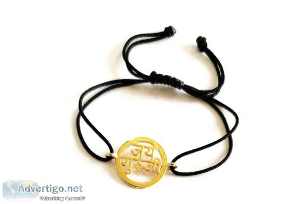 18K Gold Plated Auspicious Jai Guru Ji Bracelet In Silver For Me