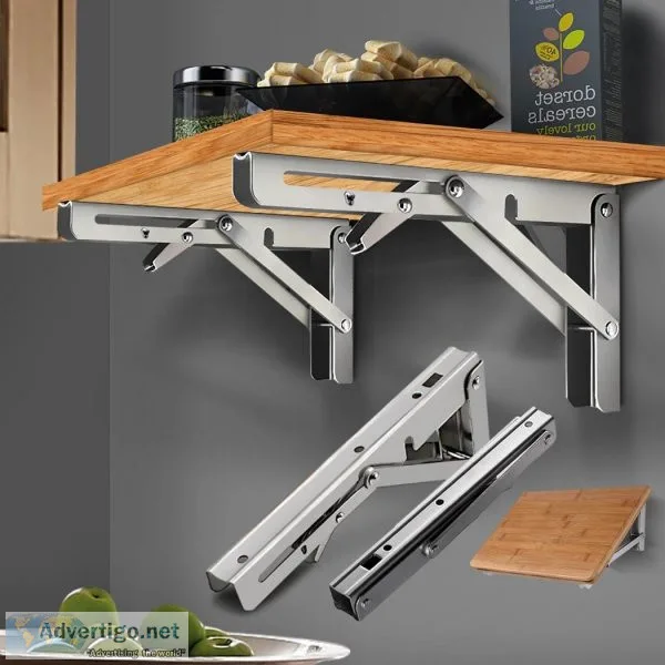 2Pcs 8&quot Folding Table Bracket Stainless Steel Triangle 150KG