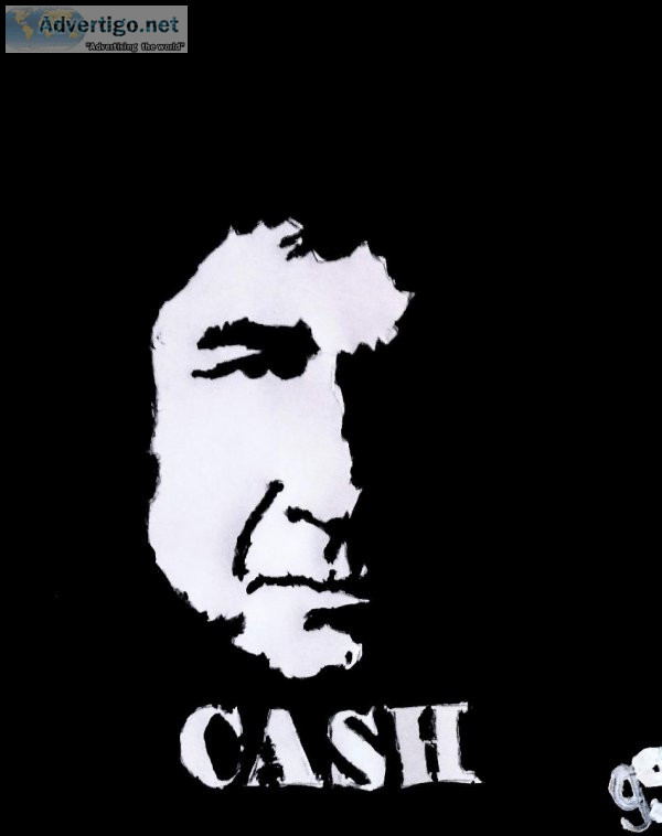 Black and White Johnny Cash GG &ndash 8.5&Prime x 11&Prime Paint