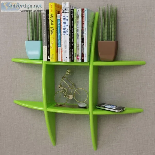 Green MDF Floating Wall Display Shelf BookDVD Storage