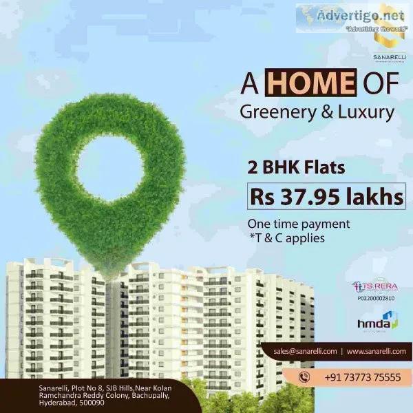 2 BHK flats for Sale in Bowrampet  Sanarelli