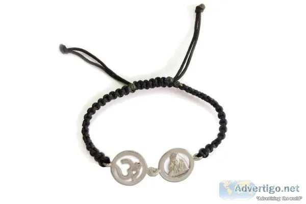 OM Sai Silver Bracelet On Adjustable Band