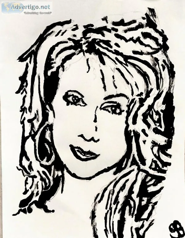 Black and White Celine Dion GG &ndash 8.5&Prime x 11&Prime Paint