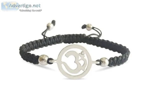 Auspicious Aum Charm Silver Bracelet For Girls