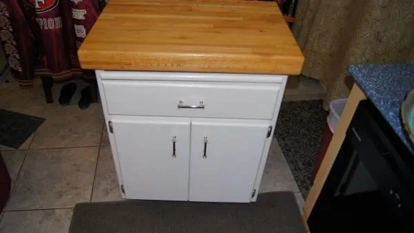 Portable Butcher Block Kitchen Island Cabinet