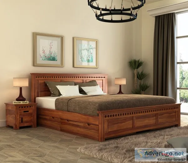 Get latest queen size bed online at wooden street