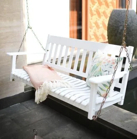 Patio Seating Furniture Moni Mahogany Wood White Porch Swing