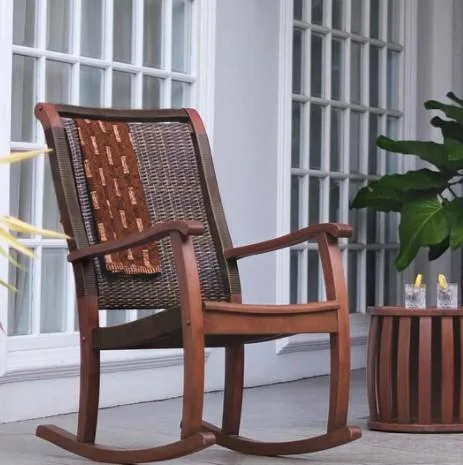 Buy Clayton Mahogany Wood Brown Wicker Porch Rocking Chair
