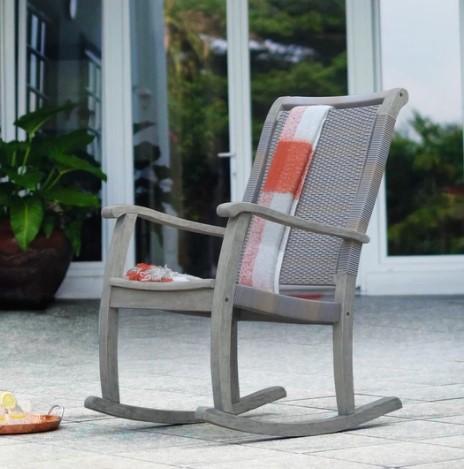 Shop Mahogany Wood Wicker Patio Furniture Porch Rocking Chair