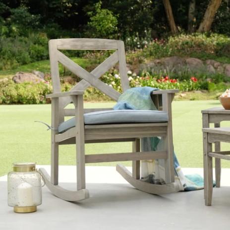 Shop Carlota Mahogany Wood Porch Rocking Chair  Patio Furniture