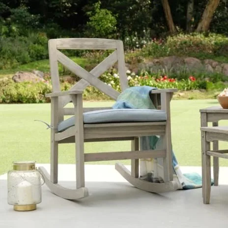 Shop Carlota Mahogany Wood Porch Rocking Chair  Patio Furniture