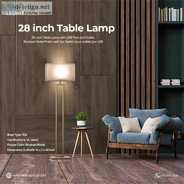 Buy 28-inch Table Lamp with a USB Port available at a low price