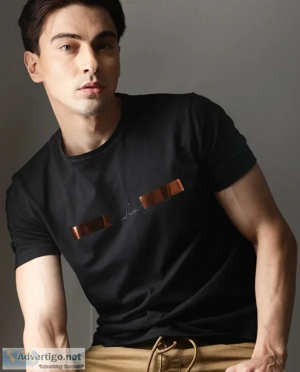 Black t-shirt for men - nom- mens black slim fit tee