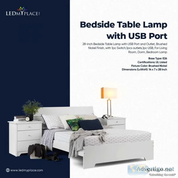 Order Now Bedside Table Lamp with USB Port