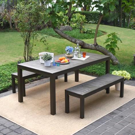 Shop Patio Furniture Wood 3 Piece Dark Gray Outdoor Dining Set