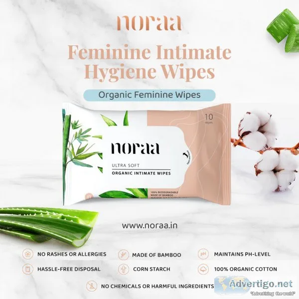 Noraa organic feminine sanitary hygiene wipes