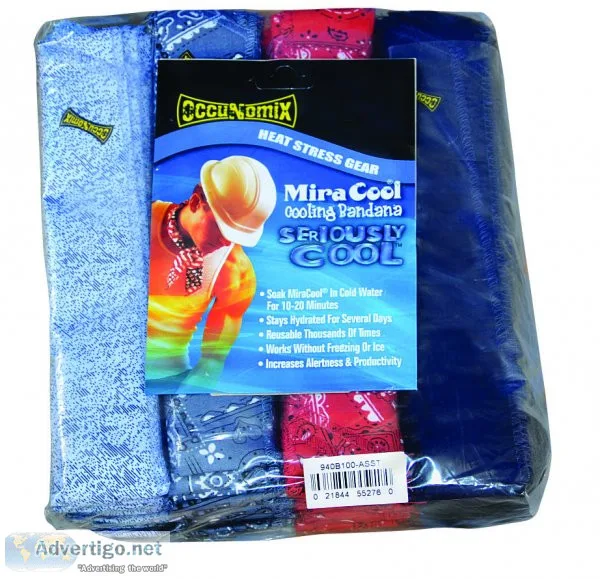100 Pack MiraCool Evaporative Cooling Bandanas Standard Colors
