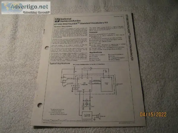National Semiconductor Booklet - DT 1050 Digitalker Standard Voc
