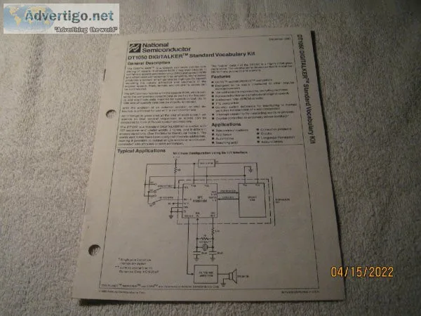 National Semiconductor Booklet - DT 1050 Digitalker Standard Voc