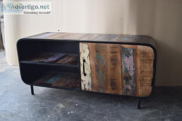 Reclaimed wood and metal cabinet