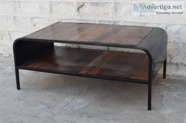 Reclaimed wood and metal coffee table