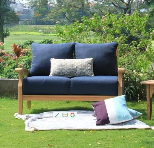 Shop Teak Wood Outdoor Loveseat With Cushion  Patio Furniture