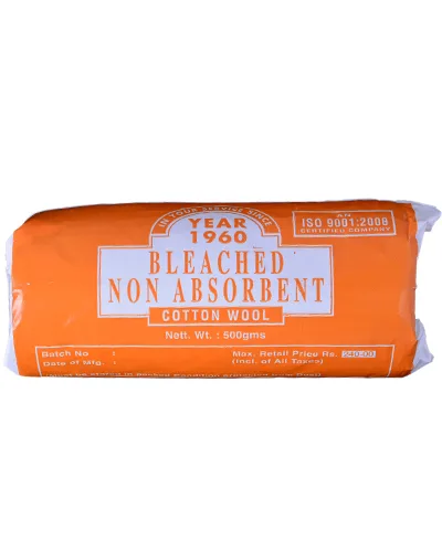 Bleached non- absorbent cotton wool roll (500 grams)