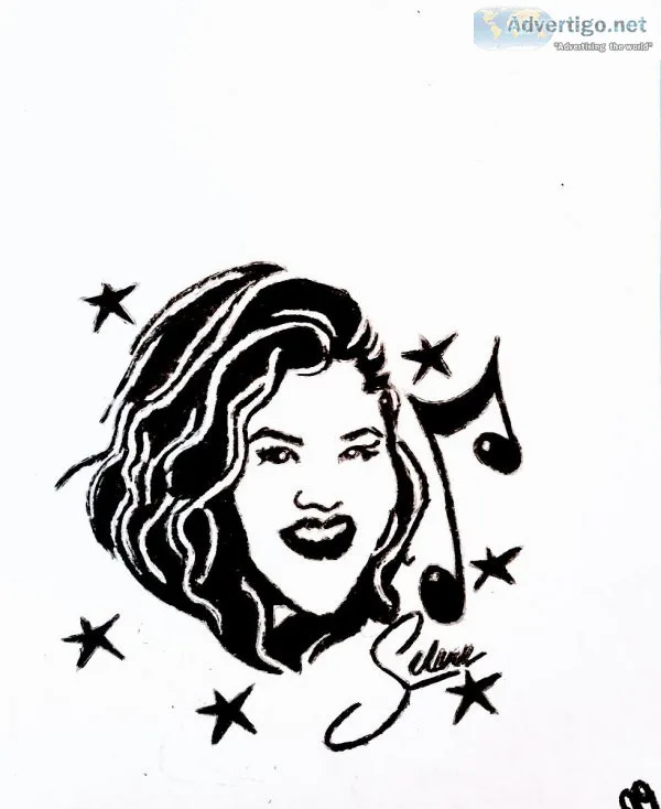 Black and White Selena 2 GG - 8.5&quot &quot 11&quot Painting