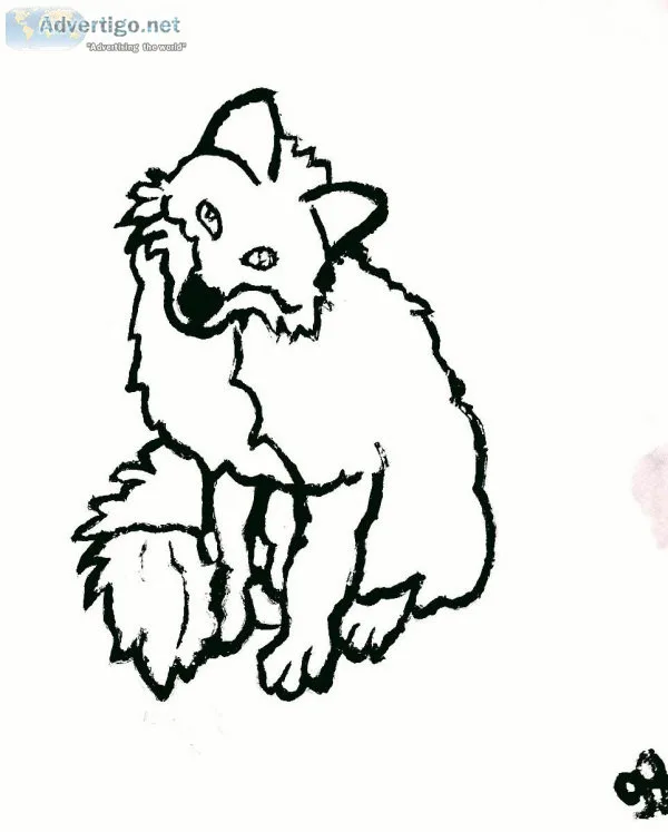 Black and White Fox 4 GG - 8.5&quot x 11&quot Painting