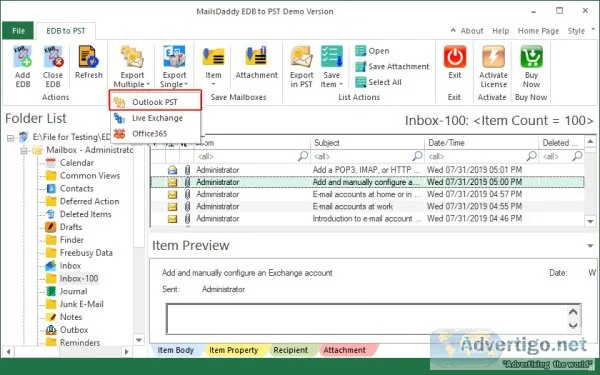 Mailsdaddy edb to pst converter