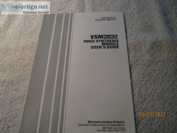 GENERAL INSTRUMENTS &ndashVSM 2032 VOICE SYSTHESIS MODULE USERS 