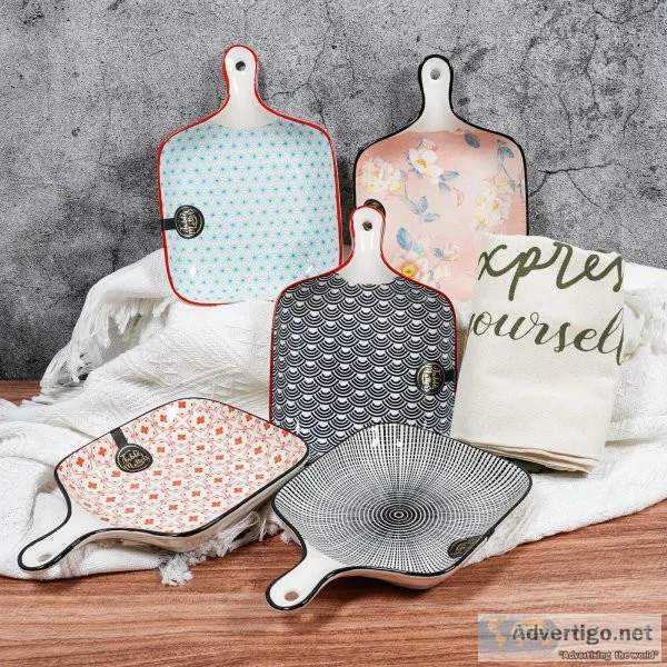 Buy assorted 6 inch square plate with handle