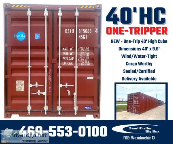 40 HC ONE-TRIP STORAGE CONTAINER ON GROUND WAXAHACHIE - NO DEPOT