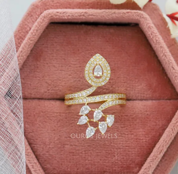 Pear cut diamond bypass ring