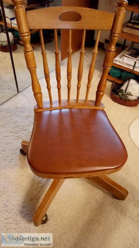 All wood swivel desk chair