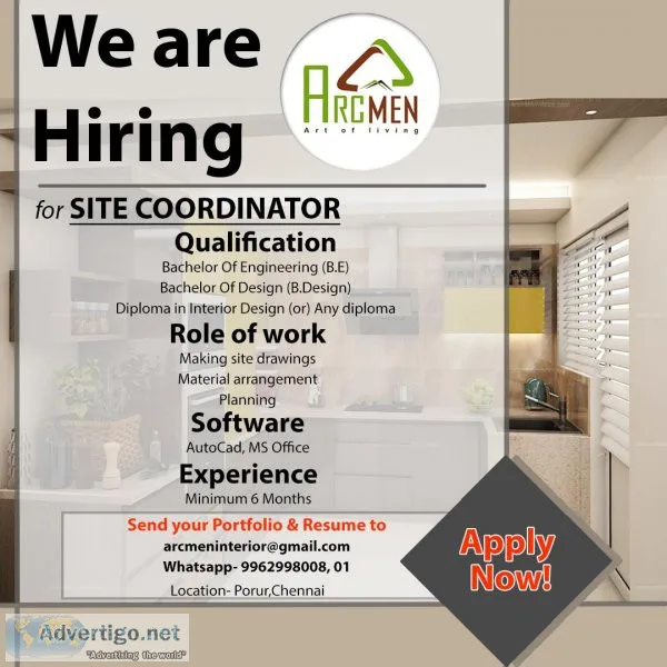 Vacancy for SITE CO-ORDINATOR
