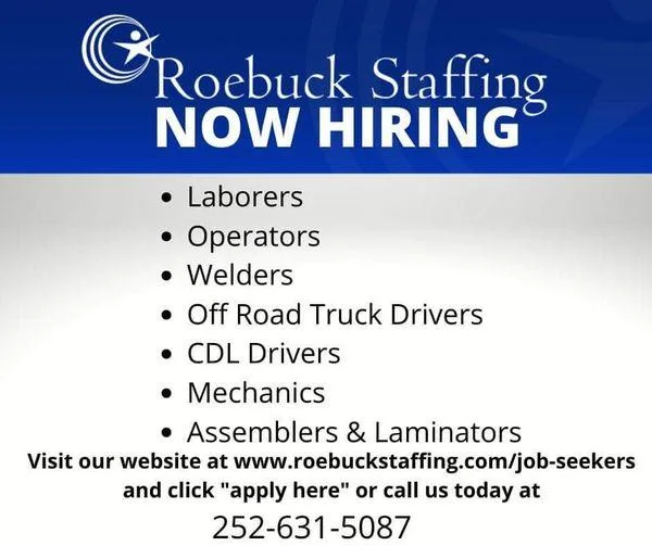 Roebuck Staffing Now Hiring