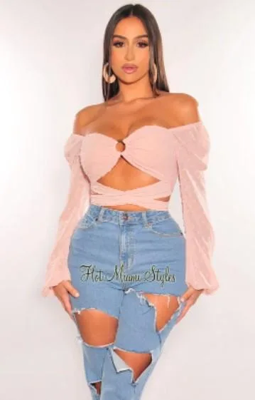 Shop O-Ring Cut Out Long Sleeve Crop Top &ndash Hot Miami Styles