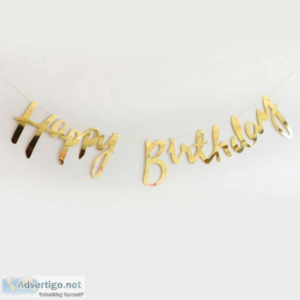 Golden Happy Birthday Party Banner Online At Kidz Party Store